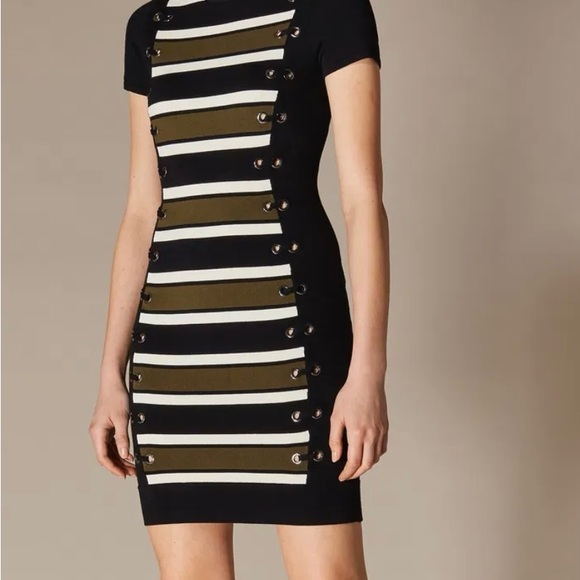 NWT Karen Millen Striped Bodycon Dress -Size XS - Picture 2 of 11
